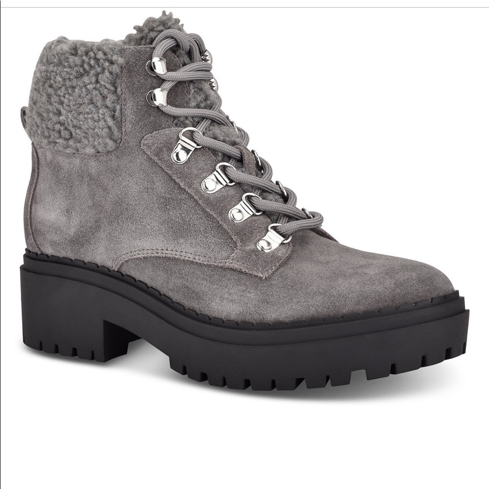 Marc Fisher faux fur hiker boots, never worn , dark grey. Still brand new - Picture 3 of 8